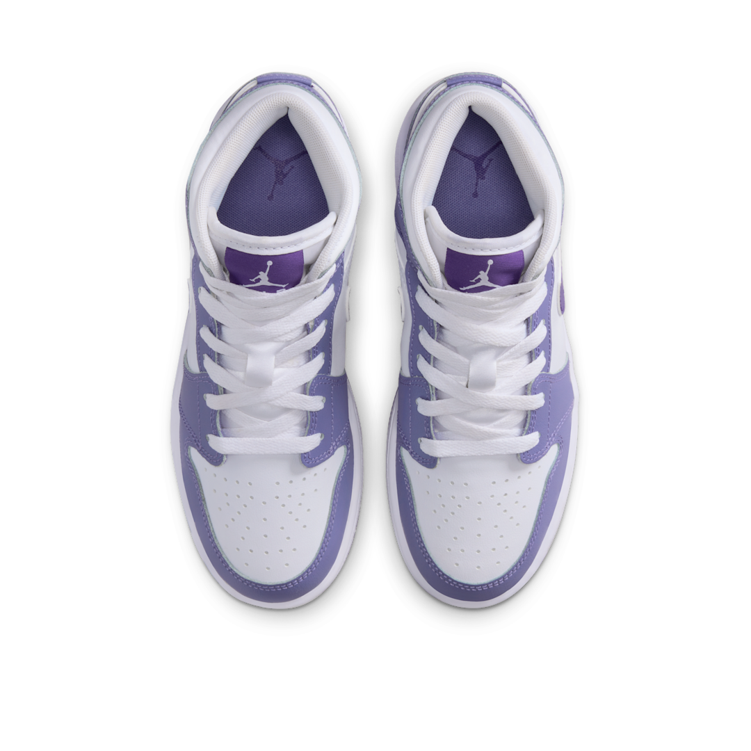 Overkicks - Air Jordan 1 Mid Dusty Amethyst White Court Purple (GS) (DQ8423-500) - imagen 3