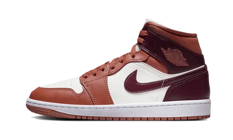 Overkicks - Air Jordan 1 Mid Dusty Peach Night Maroon (BQ6472-200) - vista lateral