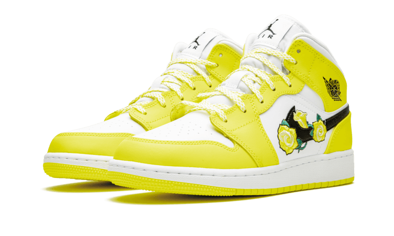 Overkicks - Air Jordan 1 Mid Dynamic Yellow Floral (GS) (AV5174-700) - imagen 2