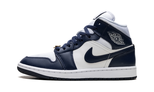 Overkicks - Air Jordan 1 Mid Football Grey White Midnight Navy (FZ8777-044) - vista lateral