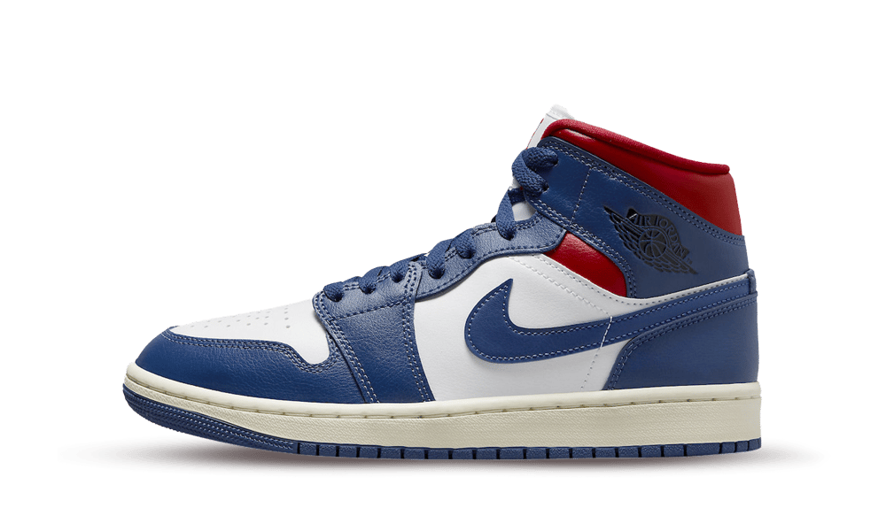Overkicks - Air Jordan 1 Mid French Blue Gym Red (BQ6472-146) - vista lateral
