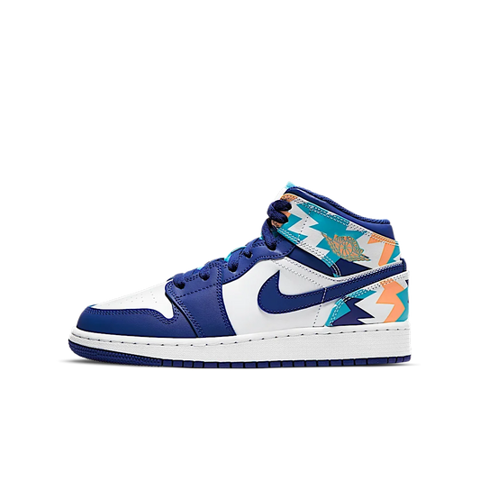 Overkicks - Air Jordan 1 Mid Geometric Print (GS) (555112-105) - vista lateral