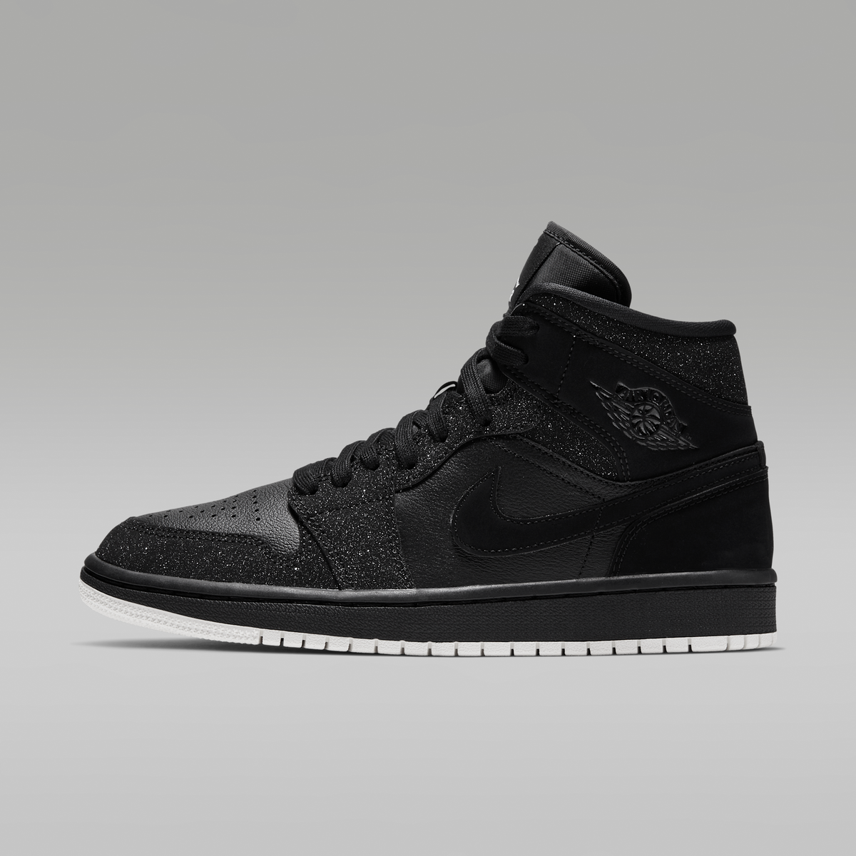 Overkicks - Air Jordan 1 Mid Glitter Black (BQ6472-001) - vista lateral