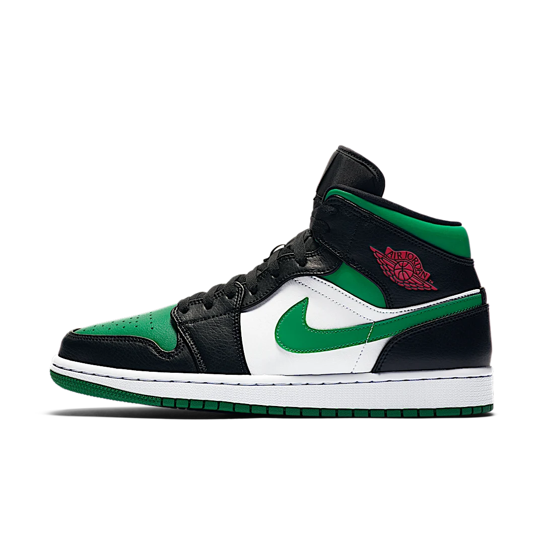Overkicks - Air Jordan 1 Mid Green Toe (554724-067 / 554725-067) - vista lateral