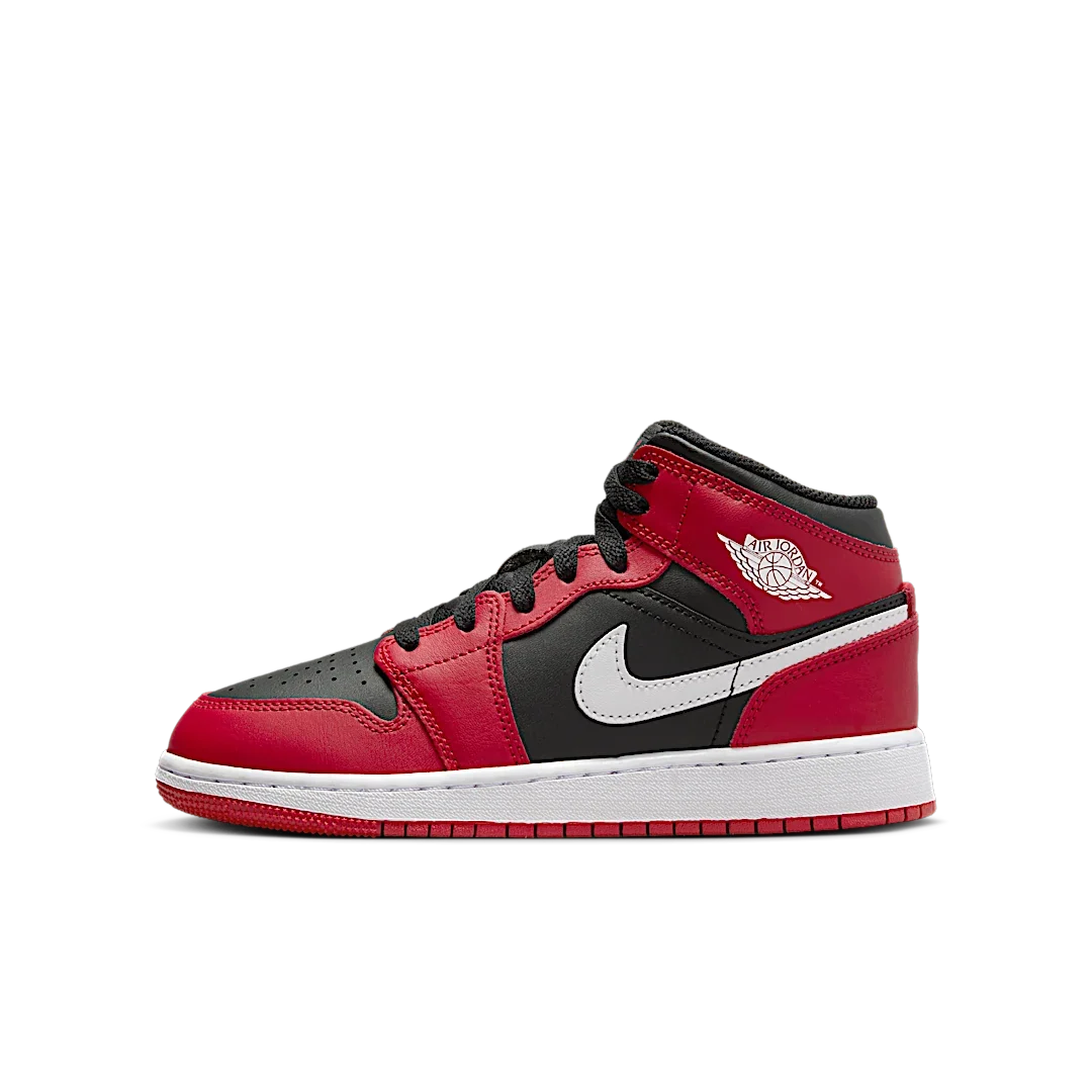 Overkicks - Air Jordan 1 Mid Gym Red Black White (GS) (DQ8423-061) - vista lateral