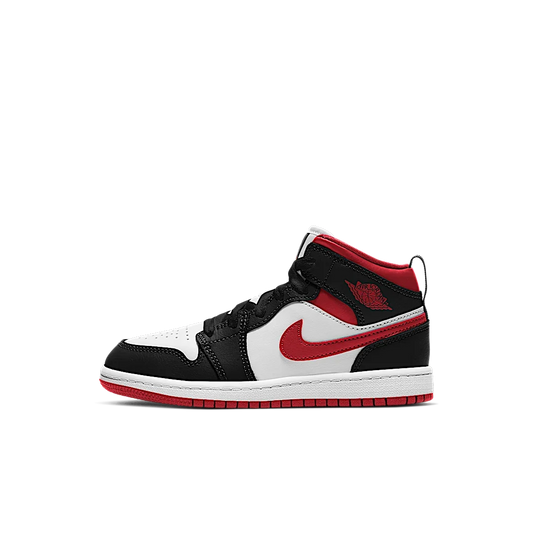 Overkicks - Air Jordan 1 Mid Gym Red Black White (PS) (640734-122) - vista lateral