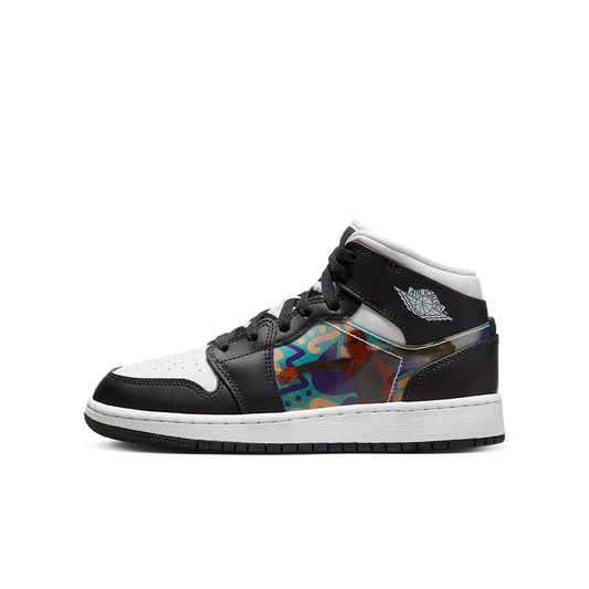 Overkicks - Air Jordan 1 Mid Hologram (GS) (DR9495-001) - vista lateral