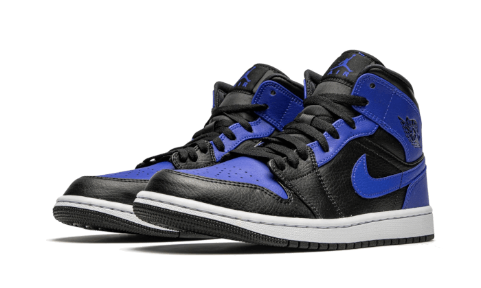 Overkicks - Air Jordan 1 Mid Hyper Royal Tumbled Leather (554724-077 / 554725-077) - vista trasera
