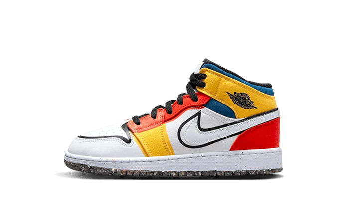 Overkicks - Air Jordan 1 Mid Multi-Color Canvas (GS) (DV1316-100) - vista lateral