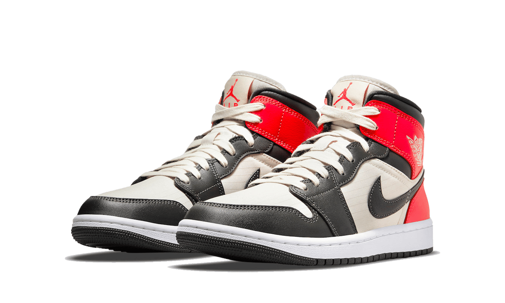 Overkicks - Air Jordan 1 Mid Newsprint Light Orewood Brown (DQ6078-100) - vista trasera