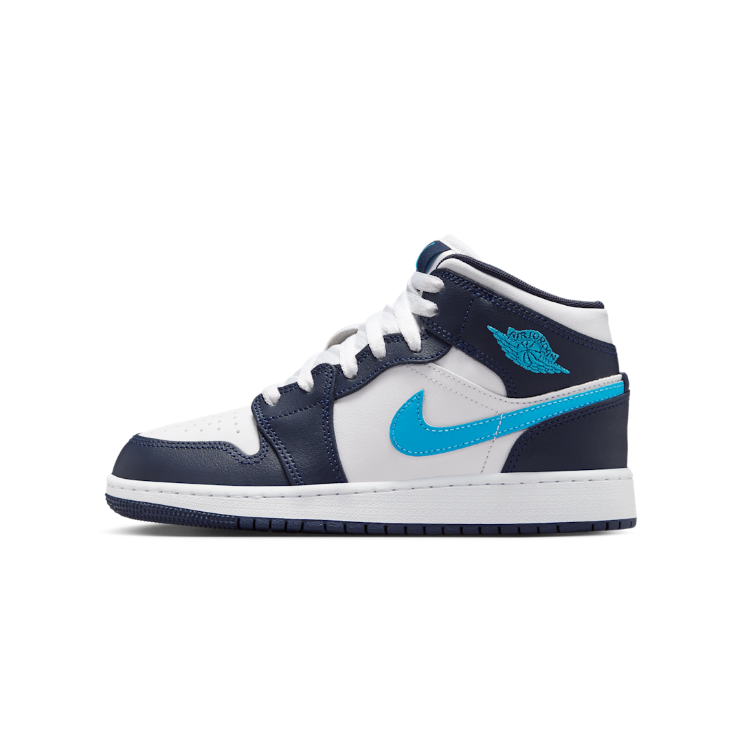 Overkicks - Air Jordan 1 Mid Obsidian Dark Powder Blue (GS) (DQ8423-404) - vista lateral