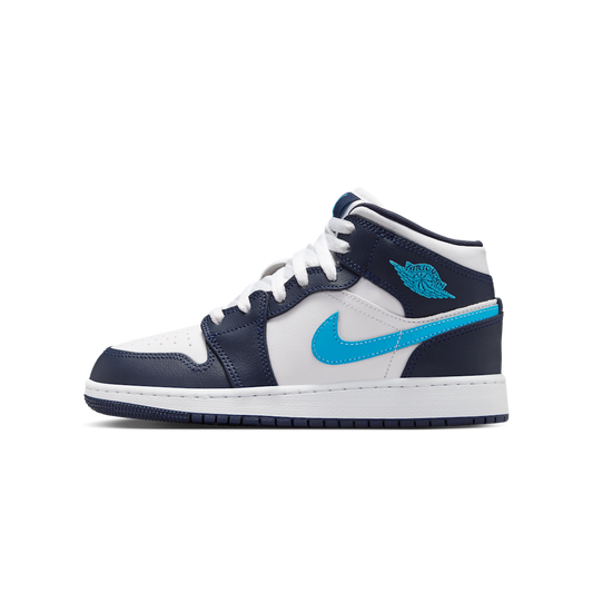 Overkicks - Air Jordan 1 Mid Obsidian Dark Powder Blue (GS) (DQ8423-404) - vista lateral