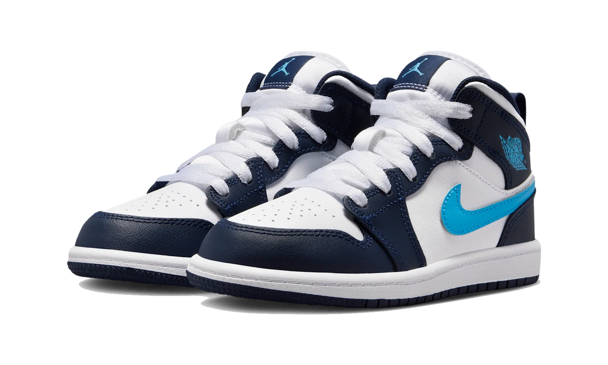 Overkicks - Air Jordan 1 Mid Obsidian Dark Powder Blue (PS) (DQ8424-404) - imagen 2