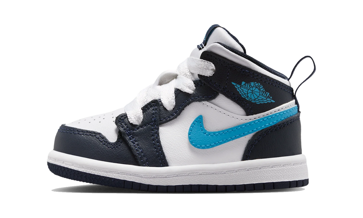 Overkicks - Air Jordan 1 Mid Obsidian Dark Powder Blue (TD) (DQ8425-404) - vista lateral