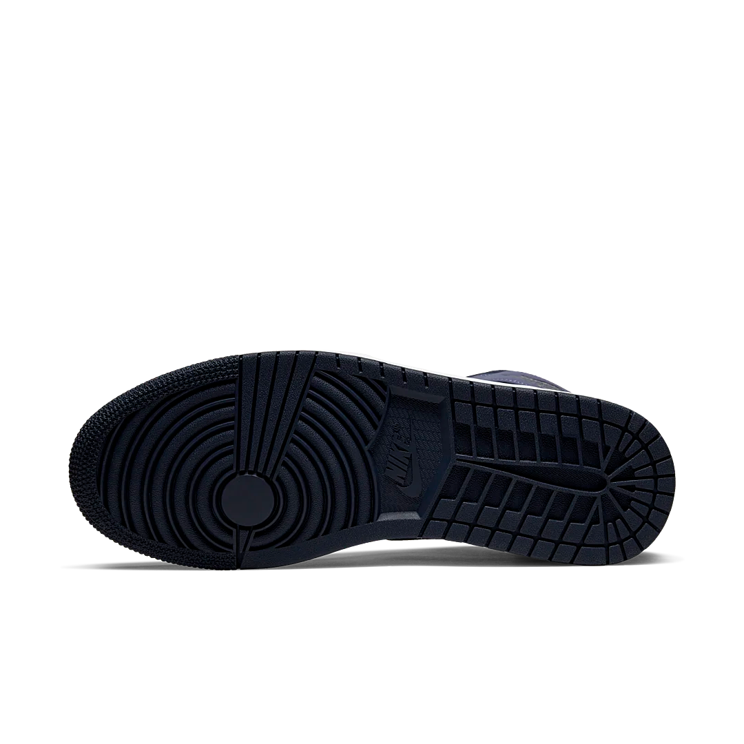 Overkicks - Air Jordan 1 Mid Obsidian Sanded Purple (554724-445) - detalle suela