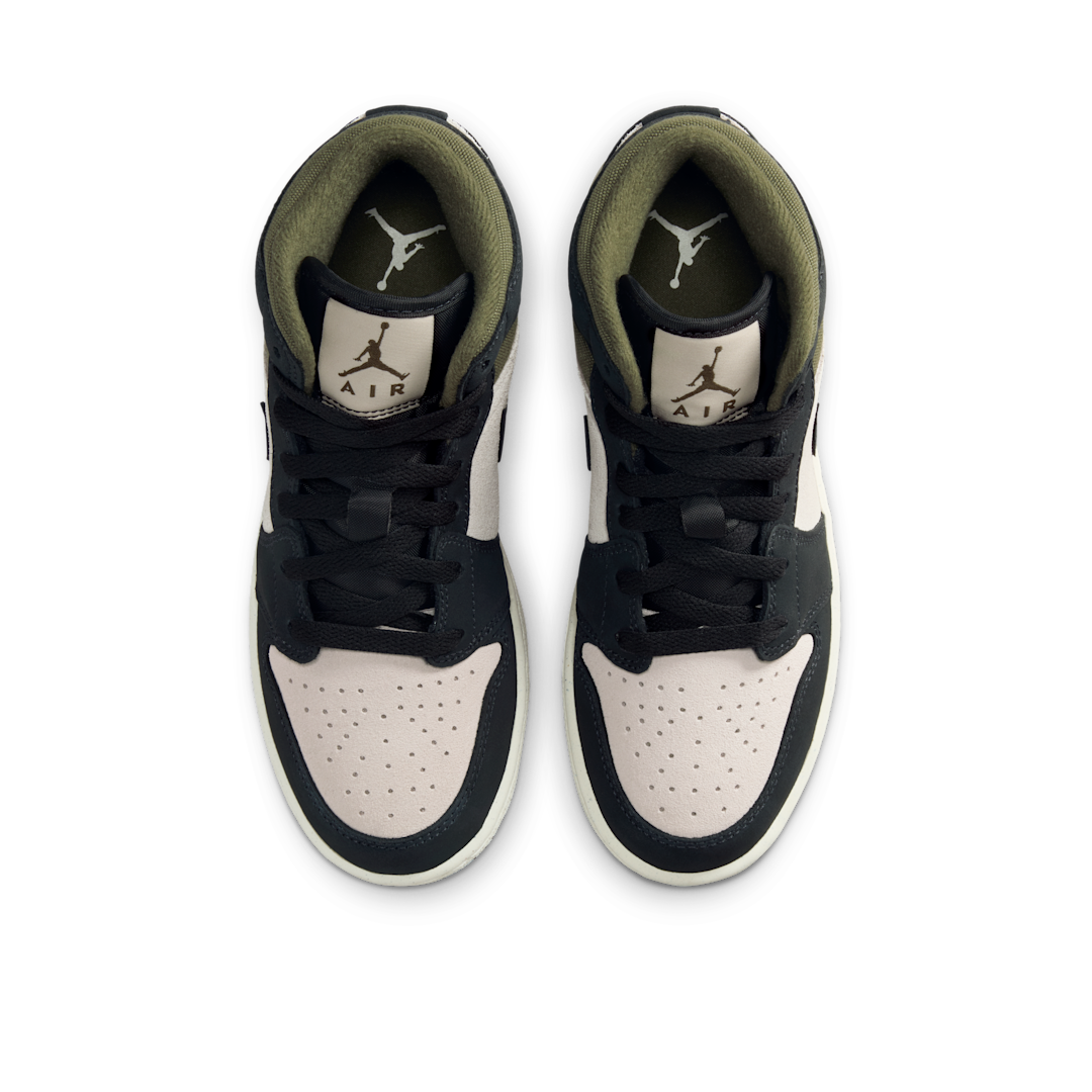 Overkicks - Air Jordan 1 Mid Off Noir Medium Olive (GS) (HV4399-102) - imagen 3