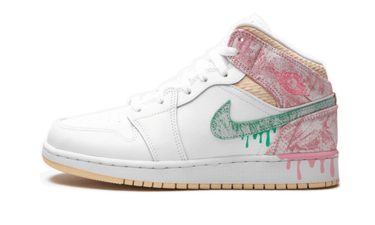 Overkicks - Air Jordan 1 Mid Paint Drip (GS) (DD1666-100) - vista lateral