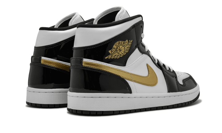 Overkicks - Air Jordan 1 Mid Patent Black White Gold (GS) (BQ6931-007) - imagen 3