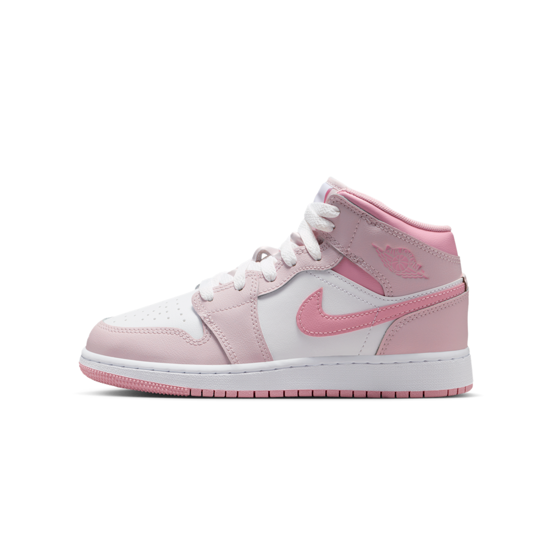 Overkicks - Air Jordan 1 Mid Pearl Pink White (GS) (DQ8423-600) - vista lateral