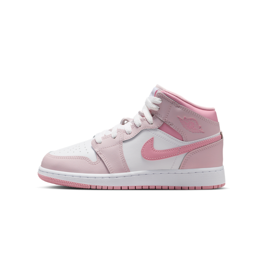 Overkicks - Air Jordan 1 Mid Pearl Pink White (GS) (DQ8423-600) - vista lateral