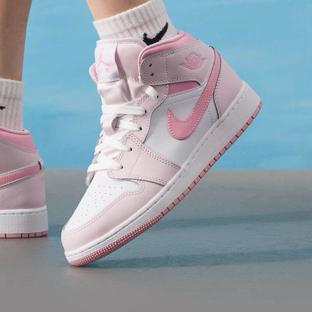 Overkicks - Air Jordan 1 Mid Pearl Pink White (GS) (DQ8423-600) - imagen 2