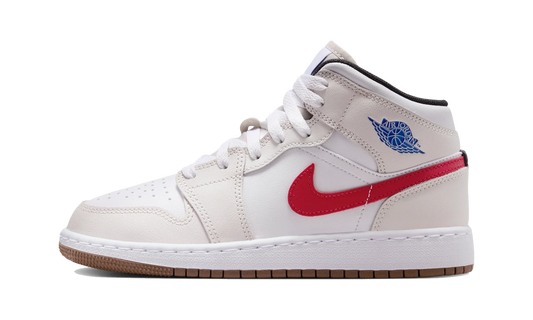 Overkicks - Air Jordan 1 Mid Phantom Game Royal White (GS) (DQ8423-004) - vista lateral