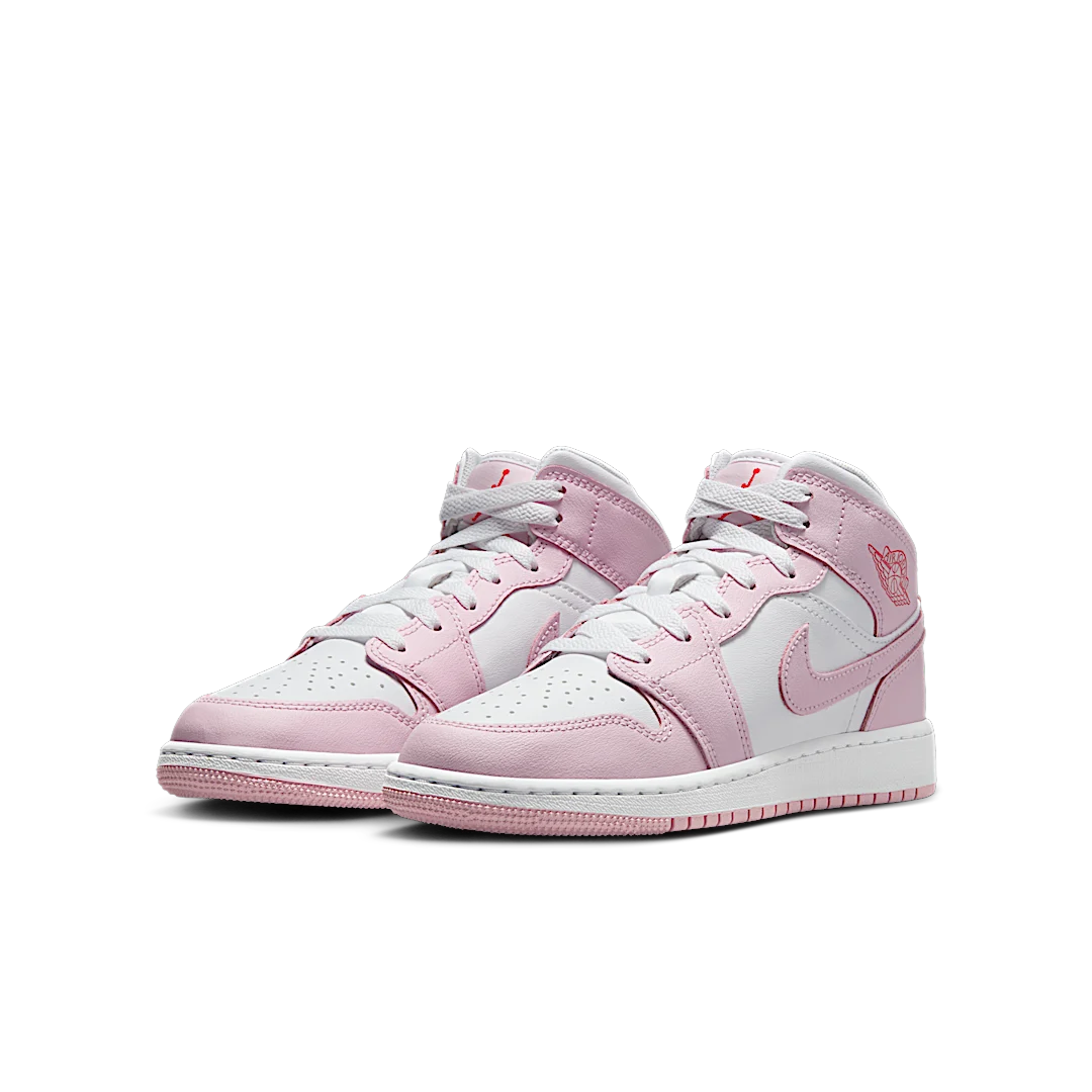 Overkicks - Air Jordan 1 Mid Pink Foam Fire Red (DQ8423-608) - vista trasera