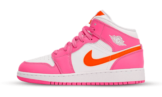 Overkicks - Air Jordan 1 Mid Pinksicle Safety Orange (GS) (DX3240-681) - vista lateral