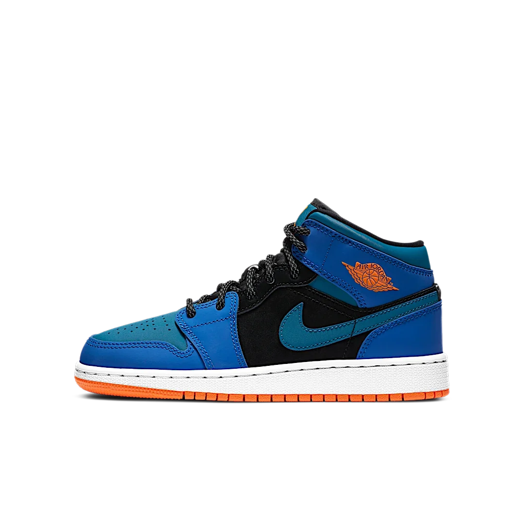 Overkicks - Air Jordan 1 Mid Racer Blue Green Abyss (GS) (554725-440) - vista lateral