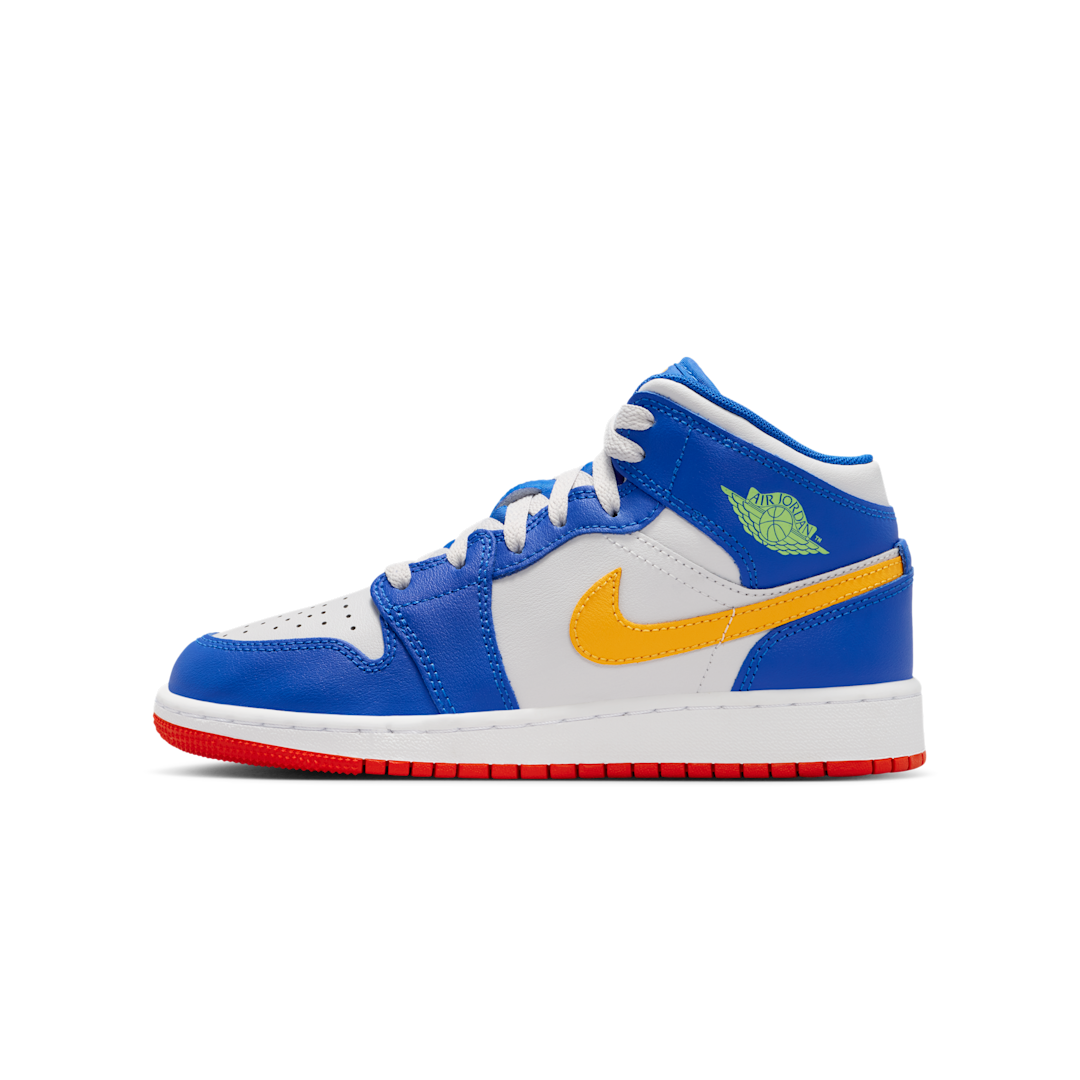 Overkicks - Air Jordan 1 Mid Racer Blue Red Gold (GS) (IM6562-445) - vista lateral