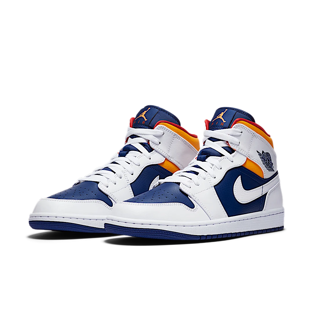 Overkicks - Air Jordan 1 Mid Royal Blue Laser Orange (554724-131) - vista trasera