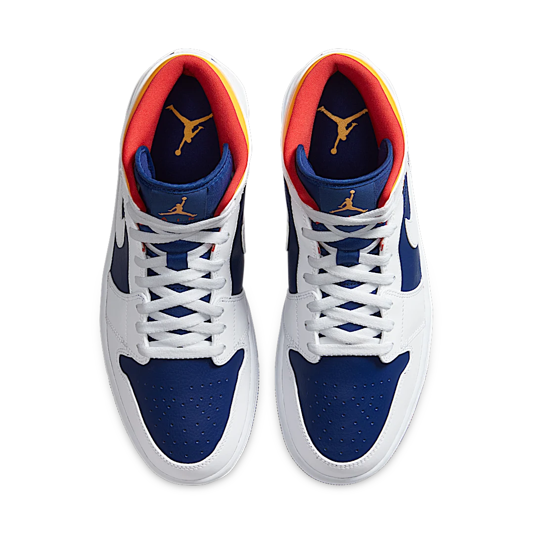 Overkicks - Air Jordan 1 Mid Royal Blue Laser Orange (554724-131) - par completo
