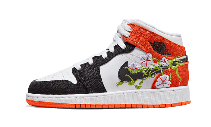 Overkicks - Air Jordan 1 Mid SE Basketball Blossom (GS) (DQ8390-100) - vista lateral