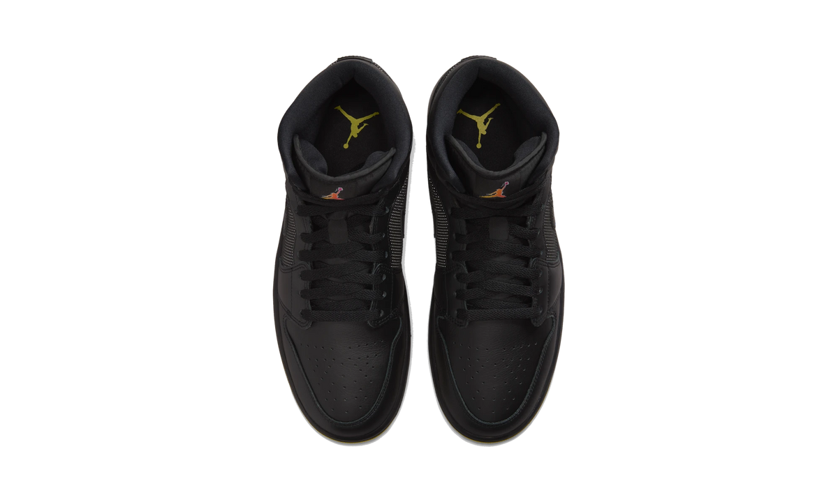 Overkicks - Air Jordan 1 Mid SE Black/Opti Yellow/Silver (IO2052-001) - vista superior