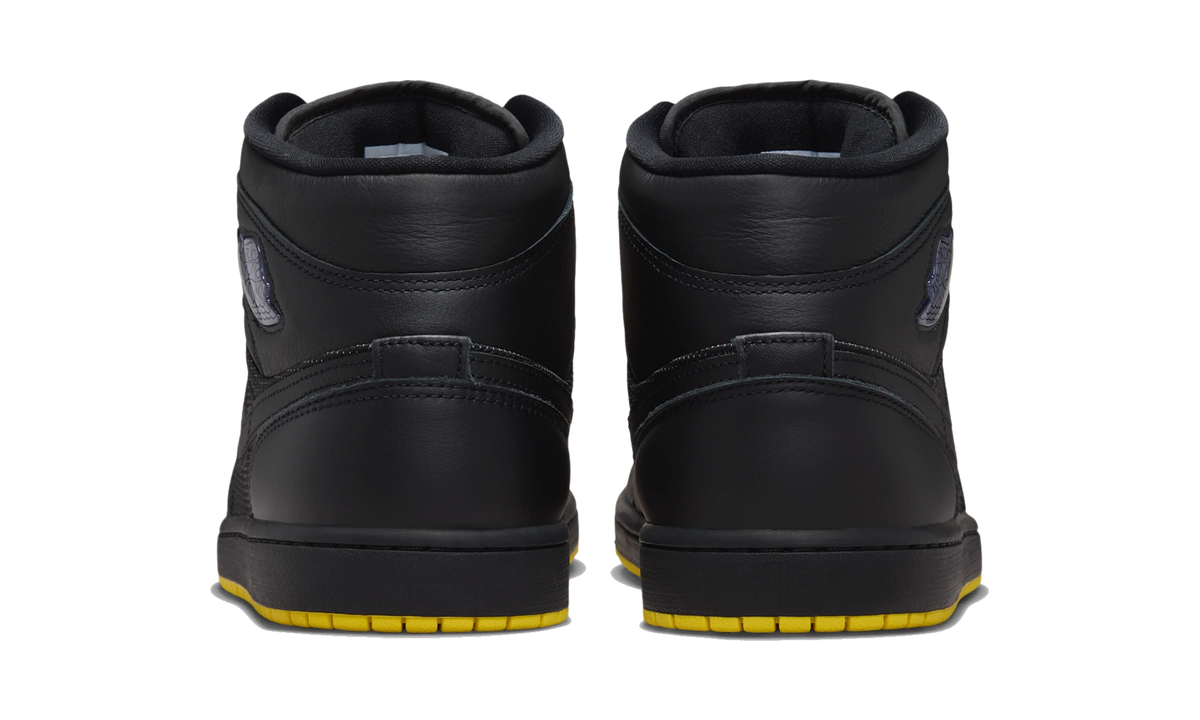 Overkicks - Air Jordan 1 Mid SE Black/Opti Yellow/Silver (IO2052-001) - detalle talón