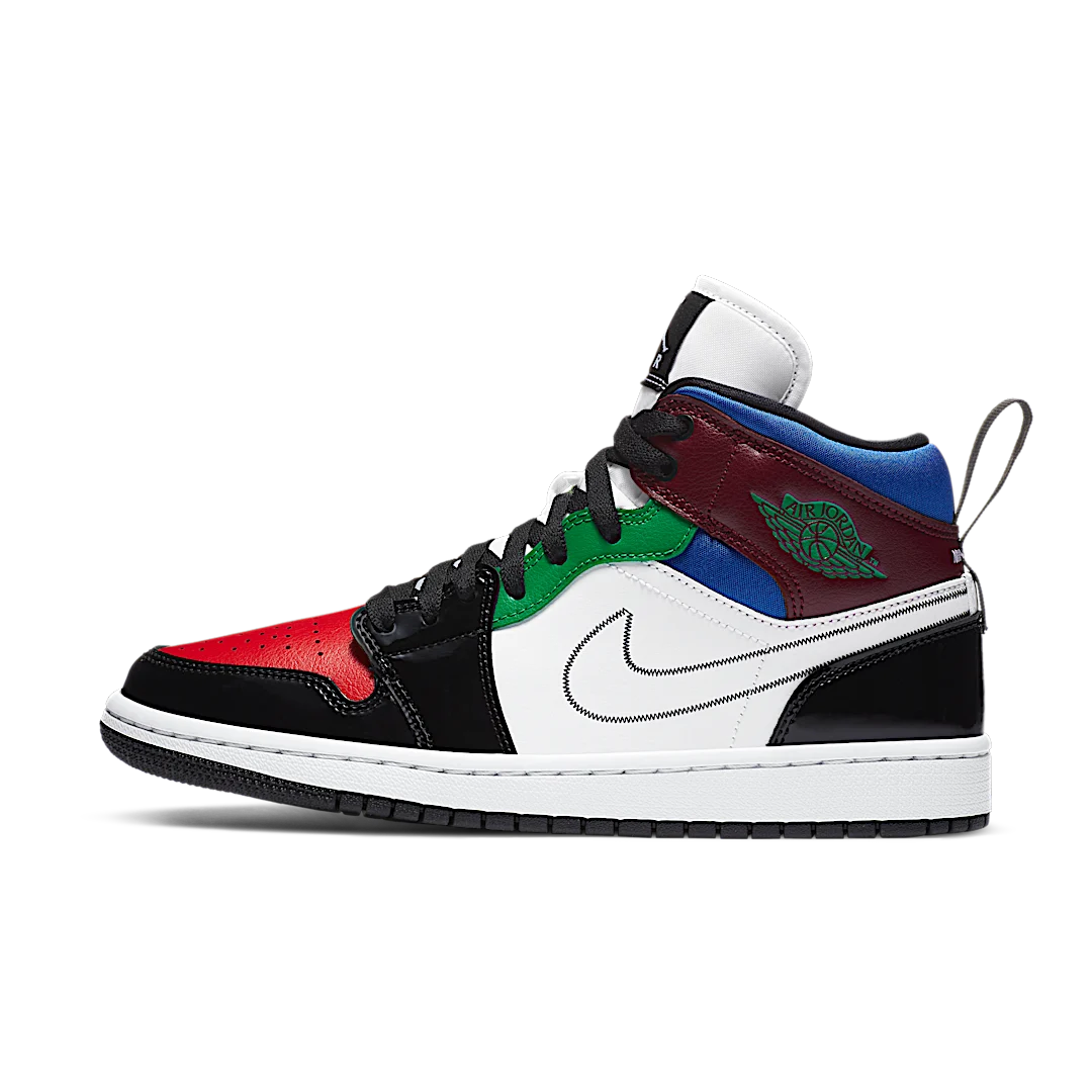 Overkicks - Air Jordan 1 Mid SE Black White Multi-Color (DB5454-001) - vista lateral