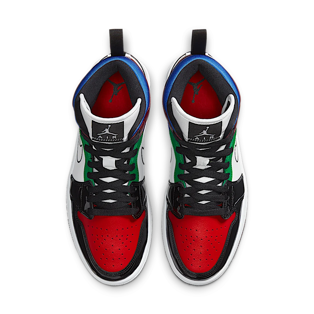 Overkicks - Air Jordan 1 Mid SE Black White Multi-Color (DB5454-001) - par completo