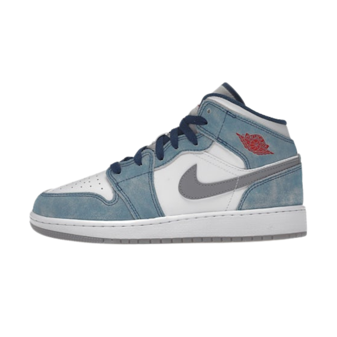Overkicks - Air Jordan 1 Mid SE French Blue Light Steel (GS) (DR6235-401) - vista lateral