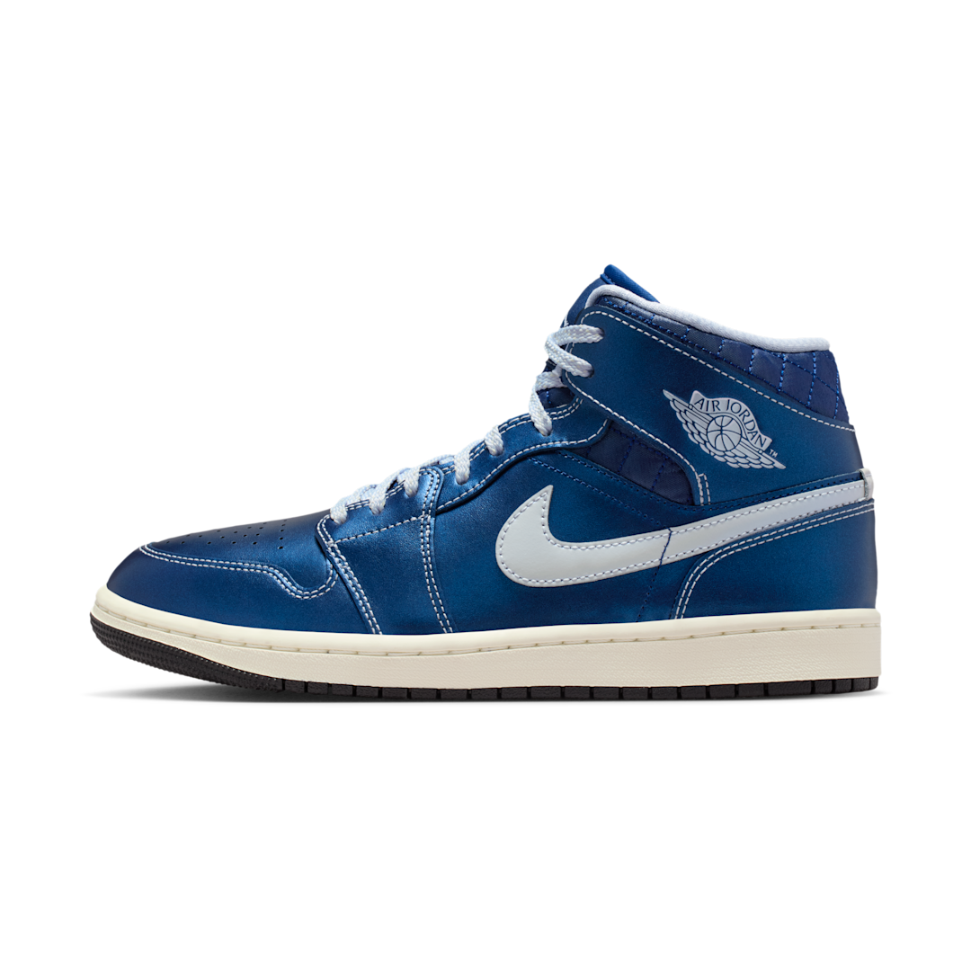 Overkicks - Air Jordan 1 Mid SE Metallic Blue Quilted (IM5128-001) - vista lateral