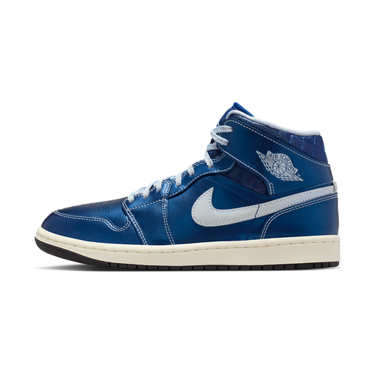 Overkicks - Air Jordan 1 Mid SE Metallic Blue Quilted (IM5128-001) - vista lateral