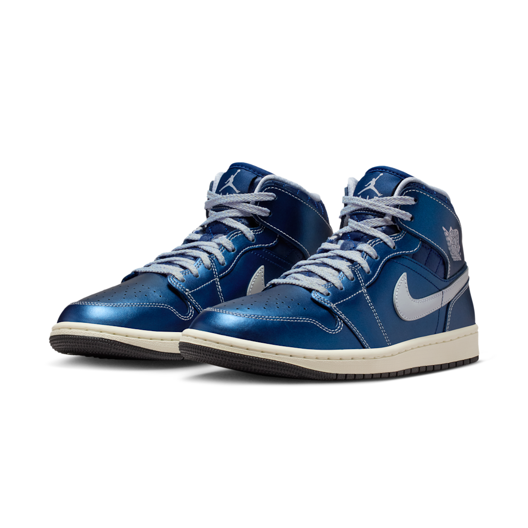 Overkicks - Air Jordan 1 Mid SE Metallic Blue Quilted (IM5128-001) - vista trasera