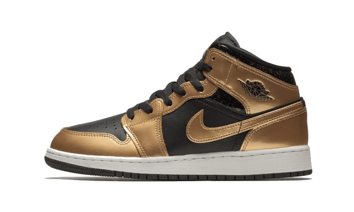 Overkicks - Air Jordan 1 Mid SE Metallic Gold Black (GS) (DR6967-071) - vista lateral