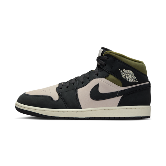 Overkicks - Air Jordan 1 Mid SE Off Noir Medium Olive (HV4091-102) - vista lateral