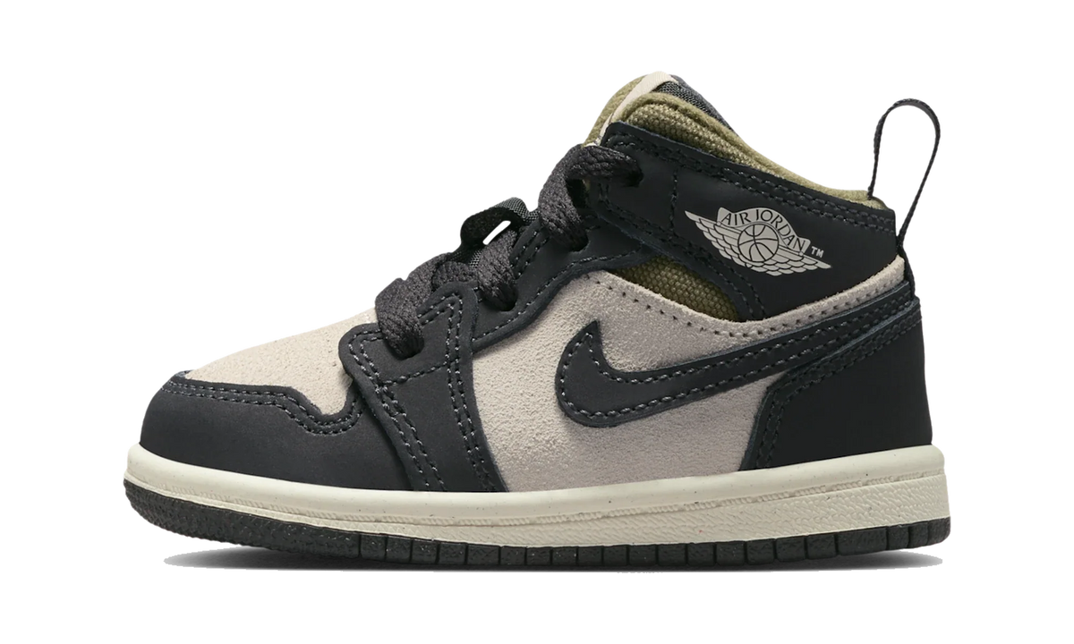 Overkicks - Air Jordan 1 Mid SE Off Noir Medium Olive (TD) (HV4729-102) - vista lateral