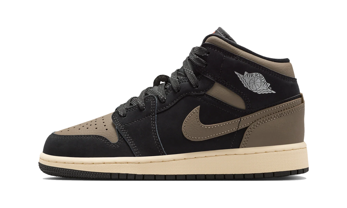 Overkicks - Air Jordan 1 Mid SE Olive Grey (GS) (IB7053-002) - vista lateral