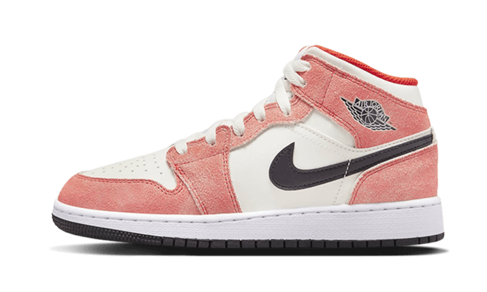 Overkicks - Air Jordan 1 Mid SE Orange Suede (GS) (DV1336-800) - vista lateral