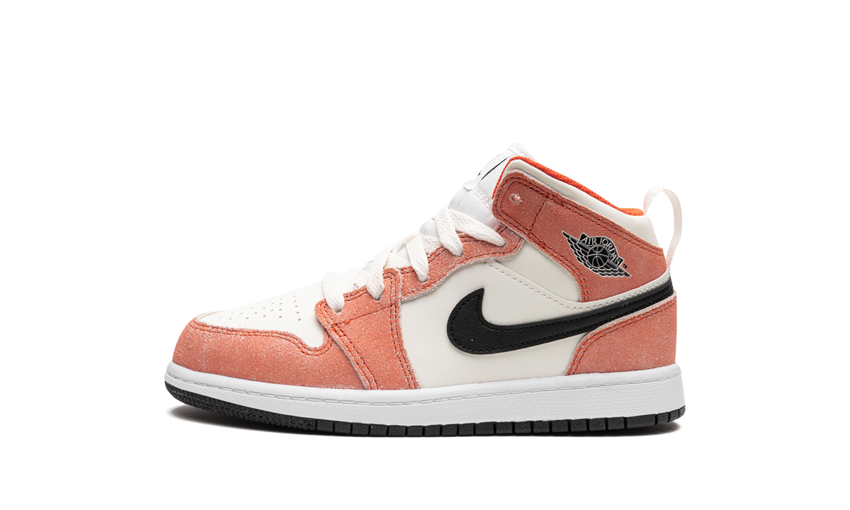 Overkicks - Air Jordan 1 Mid SE Orange Suede (PS) (DV1341-800) - vista lateral