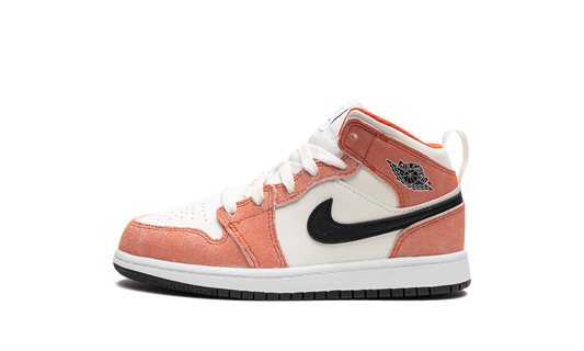 Overkicks - Air Jordan 1 Mid SE Orange Suede (PS) (DV1341-800) - vista lateral