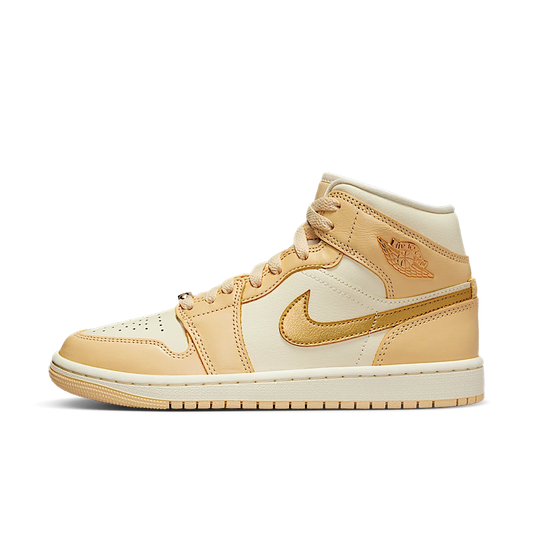 Overkicks - Air Jordan 1 Mid SE Pale Vanilla Metallic Gold (FB9892-200) - vista lateral