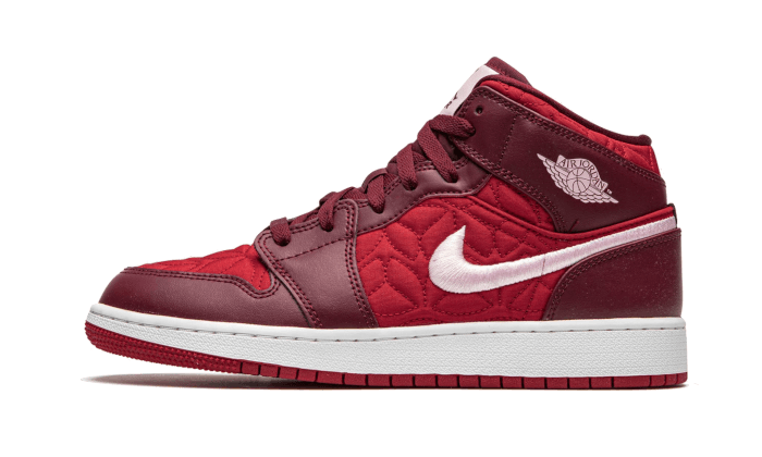 Overkicks - Air Jordan 1 Mid SE Red Quilt (GS) (AV5174-600) - vista lateral